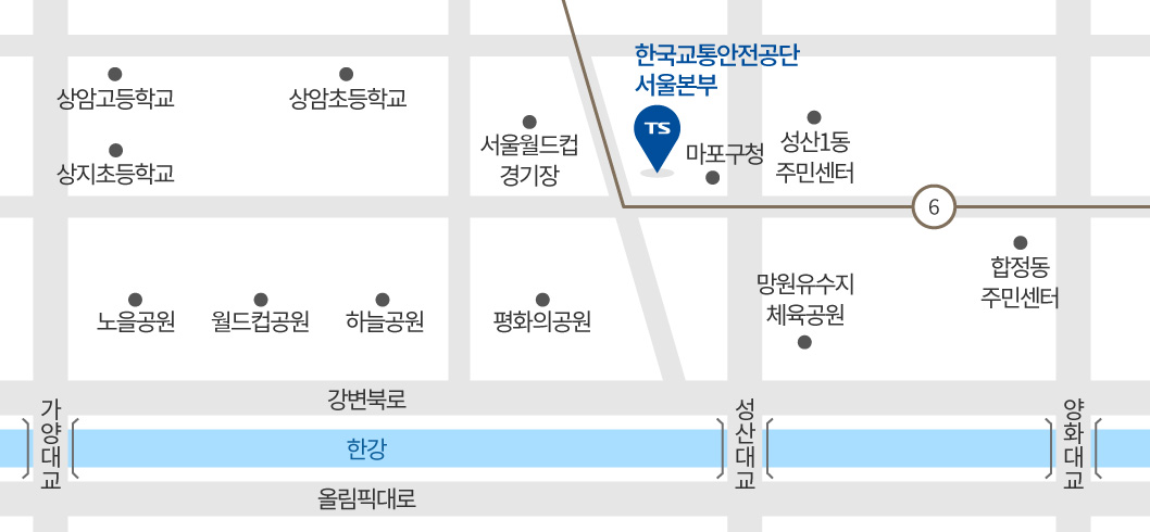 지역본부 서울본부는 상담동 월드컵경기장과 마포구청옆에 위치하고있습니다.